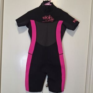 Womens U.S. Divers Black Pink Wet Suit Medium EUC